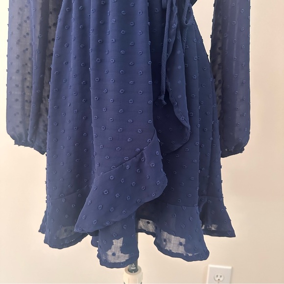 Altar’d State navy long sleeve wrap midi dress size small - Picture 6 of 10